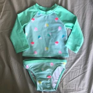 Cat and Jack 12 mo swim suit blue with hearts